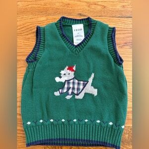 IZOD Christmas Holiday Toddler Sweater Vest with Dog size 2T